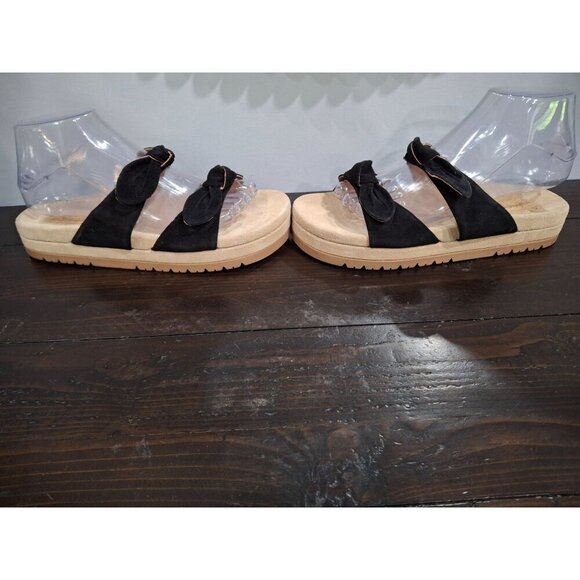 NWOB Jack Rogers Monica Double Knot Black Suede Platform Slide Sandals/Sz. 8.5M - Picture 4 of 9